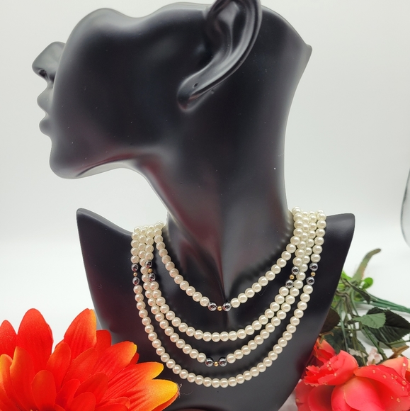 🍂Gorgeous 4 strand pearl hematite necklace - Picture 2 of 2